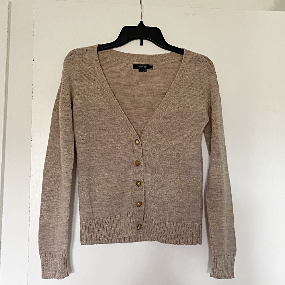 Marquis Beige v neck cardigan